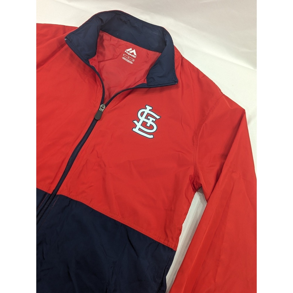 Majestic Lightweight Windbreaker Full Zip Men's Small St Louis Cardinals Red